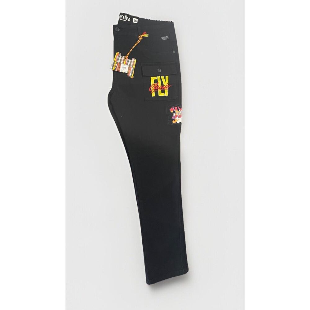 NWT Born Fly Jeans Mens Size 36 Distressed Embroidered Black Patchwork Denim